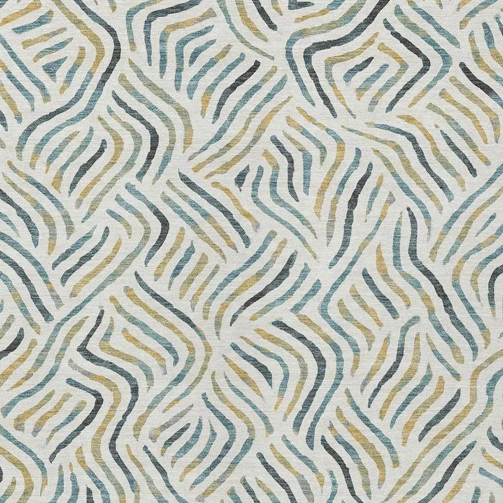 9' X 12' Ivory And Gold Abstract Washable Indoor Outdoor Area Rug Homeroots Outdoor