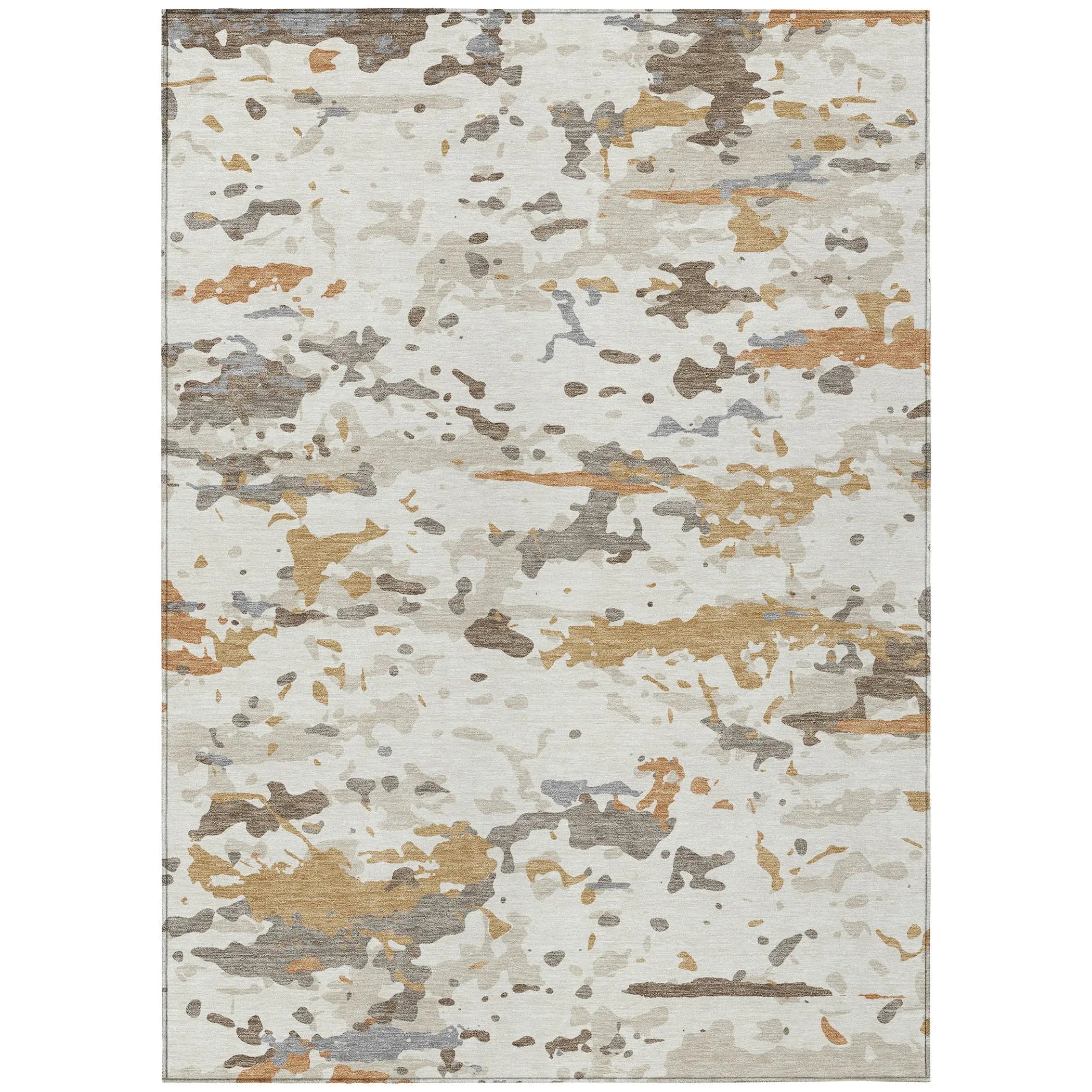 9' X 12' Ivory And Gold Abstract Washable Indoor Outdoor Area Rug Homeroots Outdoor