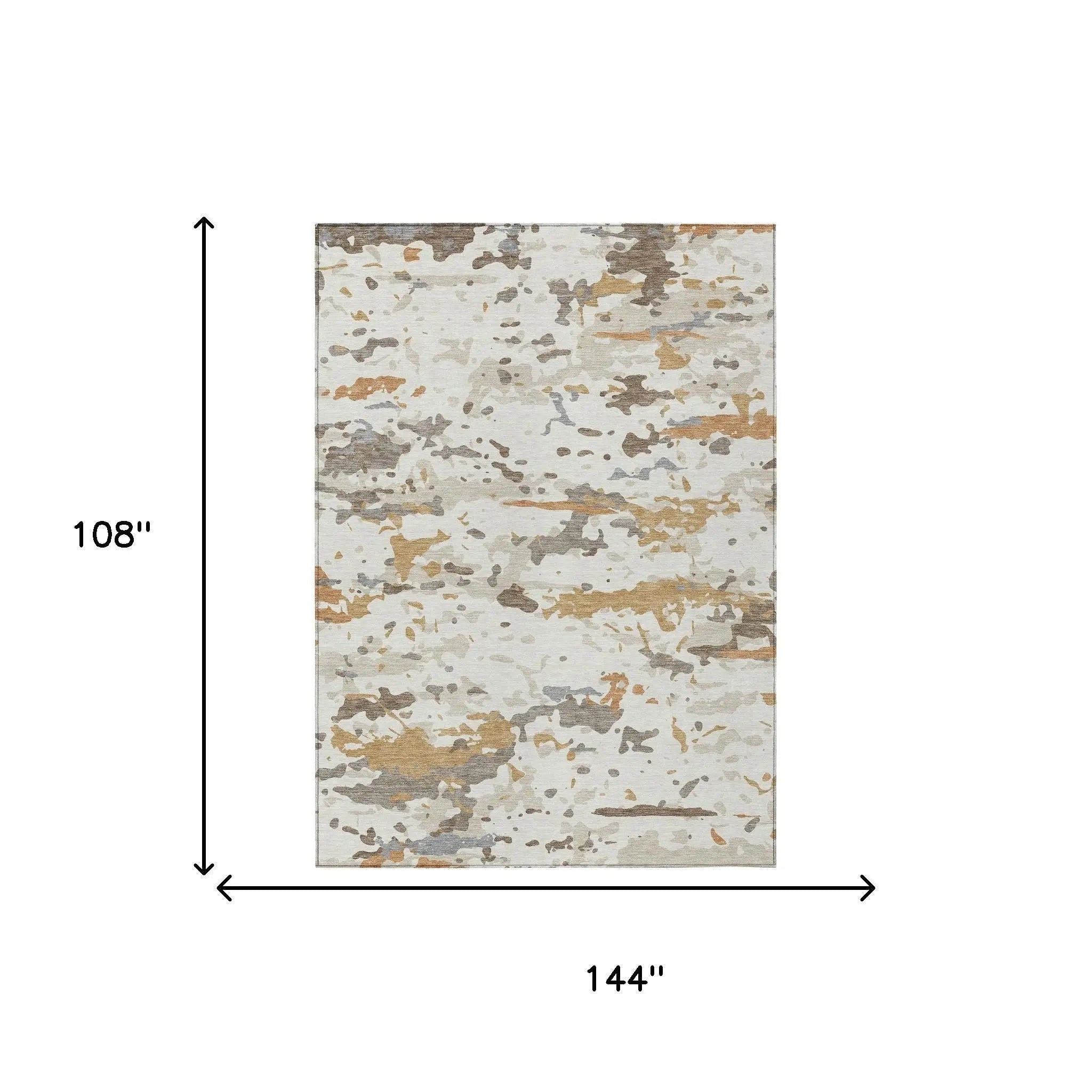 9' X 12' Ivory And Gold Abstract Washable Indoor Outdoor Area Rug Homeroots Outdoor