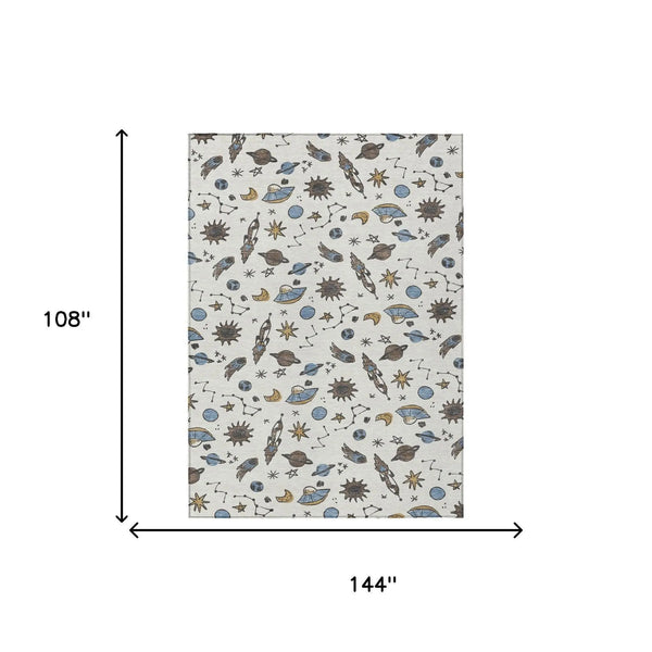 9' X 12' Ivory And Gold Animal Print Washable Indoor Outdoor Area Rug Homeroots Outdoor