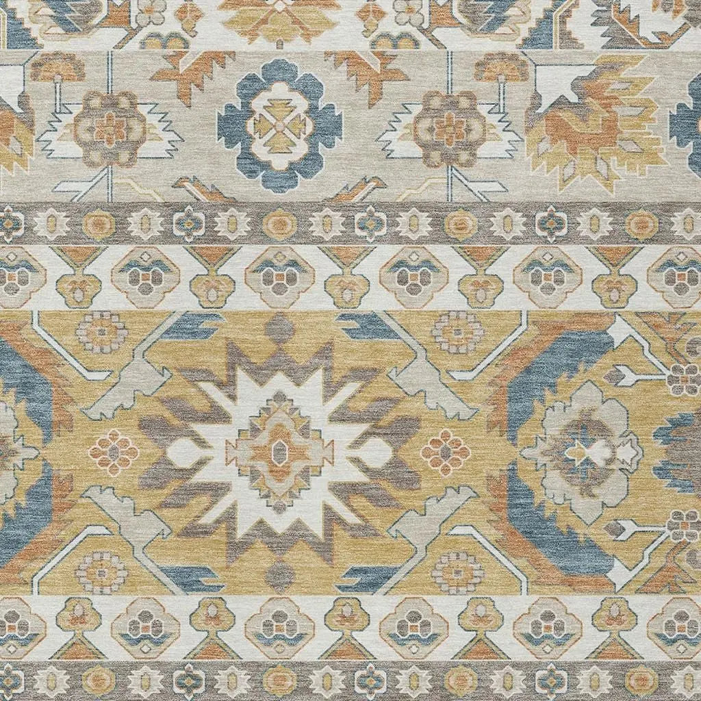 9' X 12' Ivory And Gold Cactus Washable Indoor Outdoor Area Rug Homeroots Outdoor