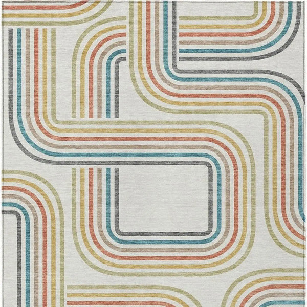 9' X 12' Ivory And Gold Geometric Washable Indoor Outdoor Area Rug Homeroots Outdoor