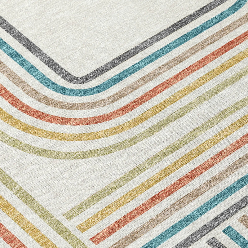 9' X 12' Ivory And Gold Geometric Washable Indoor Outdoor Area Rug Homeroots Outdoor