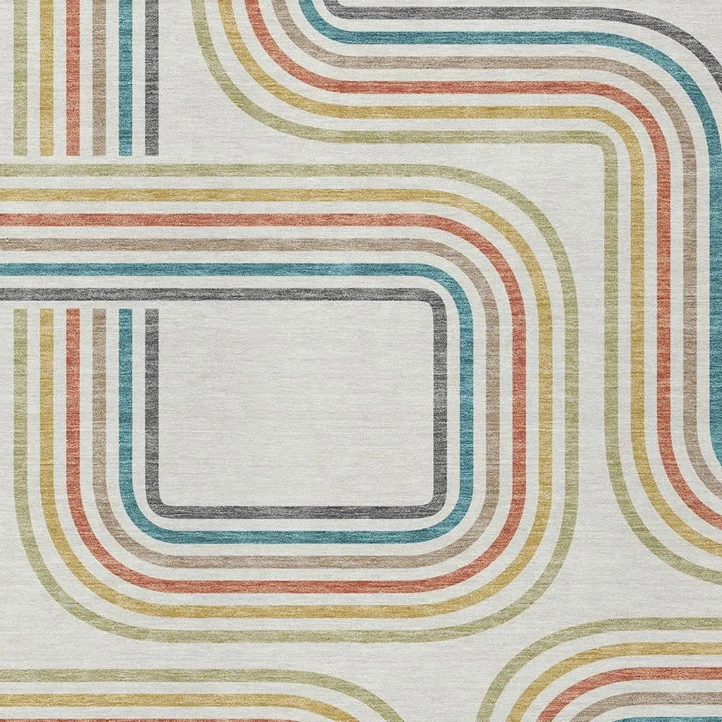 9' X 12' Ivory And Gold Geometric Washable Indoor Outdoor Area Rug Homeroots Outdoor