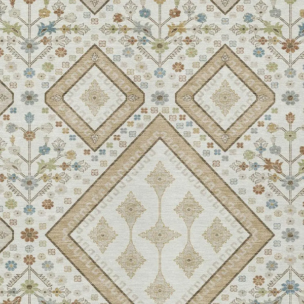 9' X 12' Ivory And Gold Medallion Washable Indoor Outdoor Area Rug Homeroots Outdoor