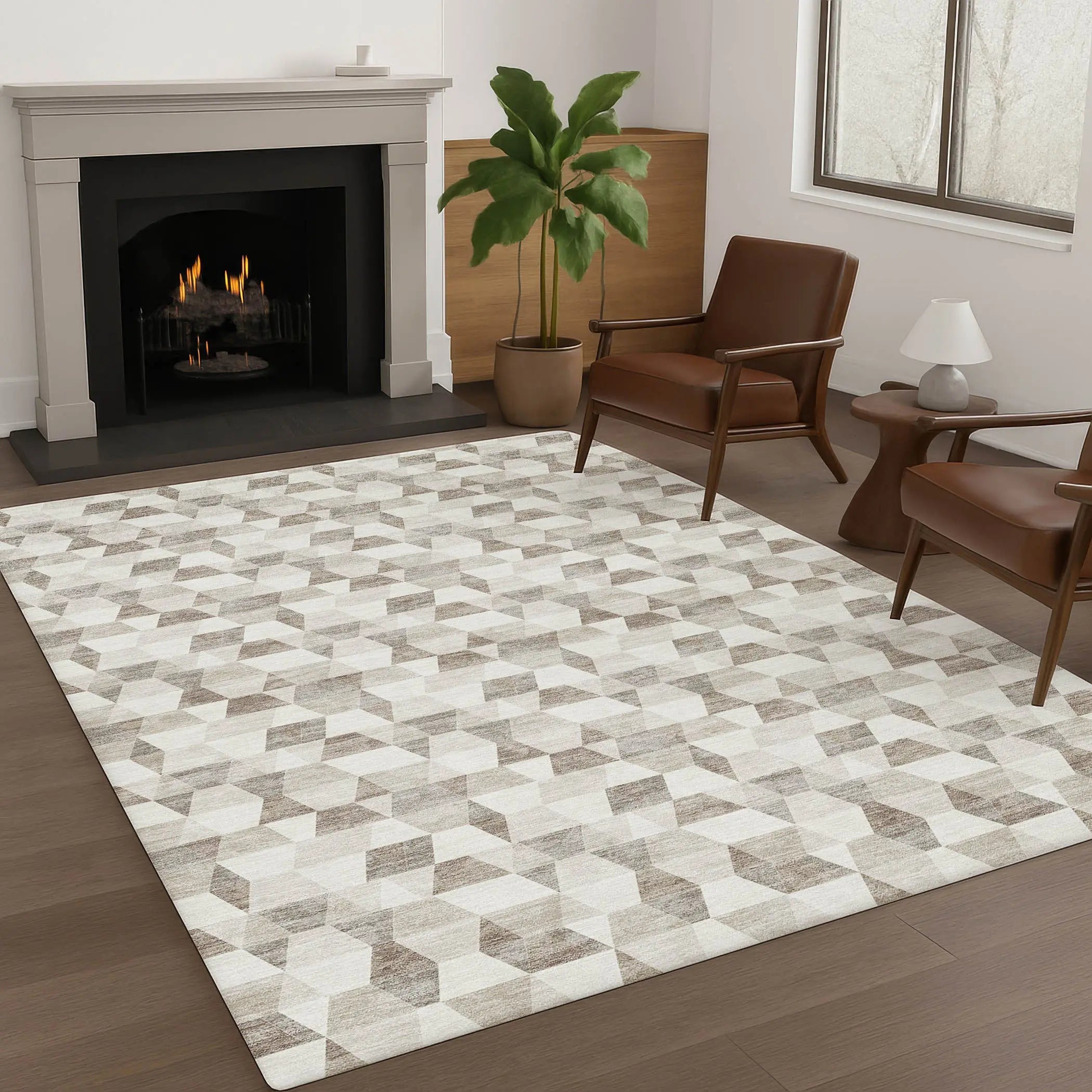 9' X 12' Ivory And Graphite Geometric Washable Indoor Outdoor Area Rug Homeroots Outdoor