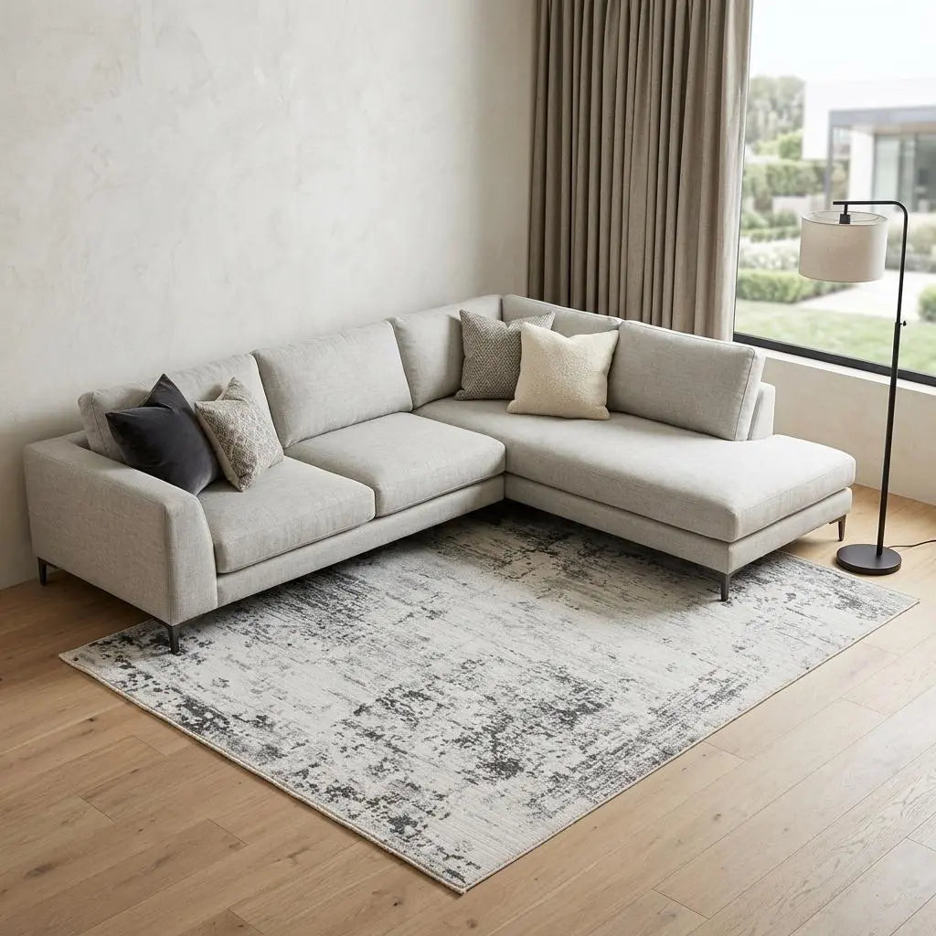 9' X 12' Ivory And Gray Abstract Area Rug Homeroots Home Decor