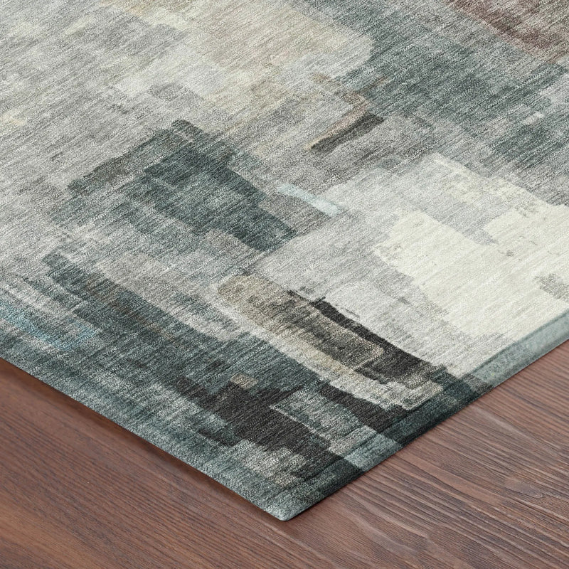 9' X 12' Ivory And Gray Abstract Washable Indoor Outdoor Area Rug Homeroots Outdoor