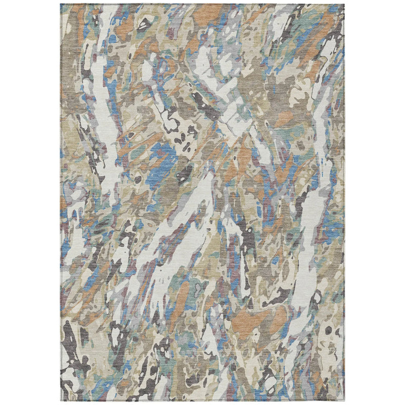 9' X 12' Ivory And Gray Abstract Washable Indoor Outdoor Area Rug Homeroots Outdoor