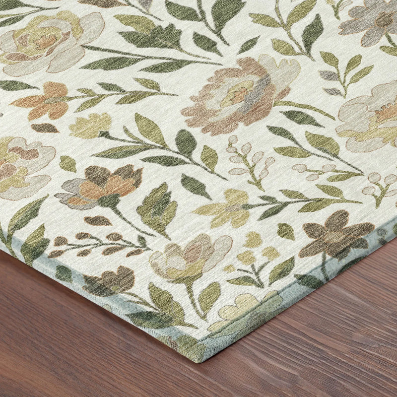 9' X 12' Ivory And Gray Floral Washable Indoor Outdoor Area Rug Homeroots Outdoor