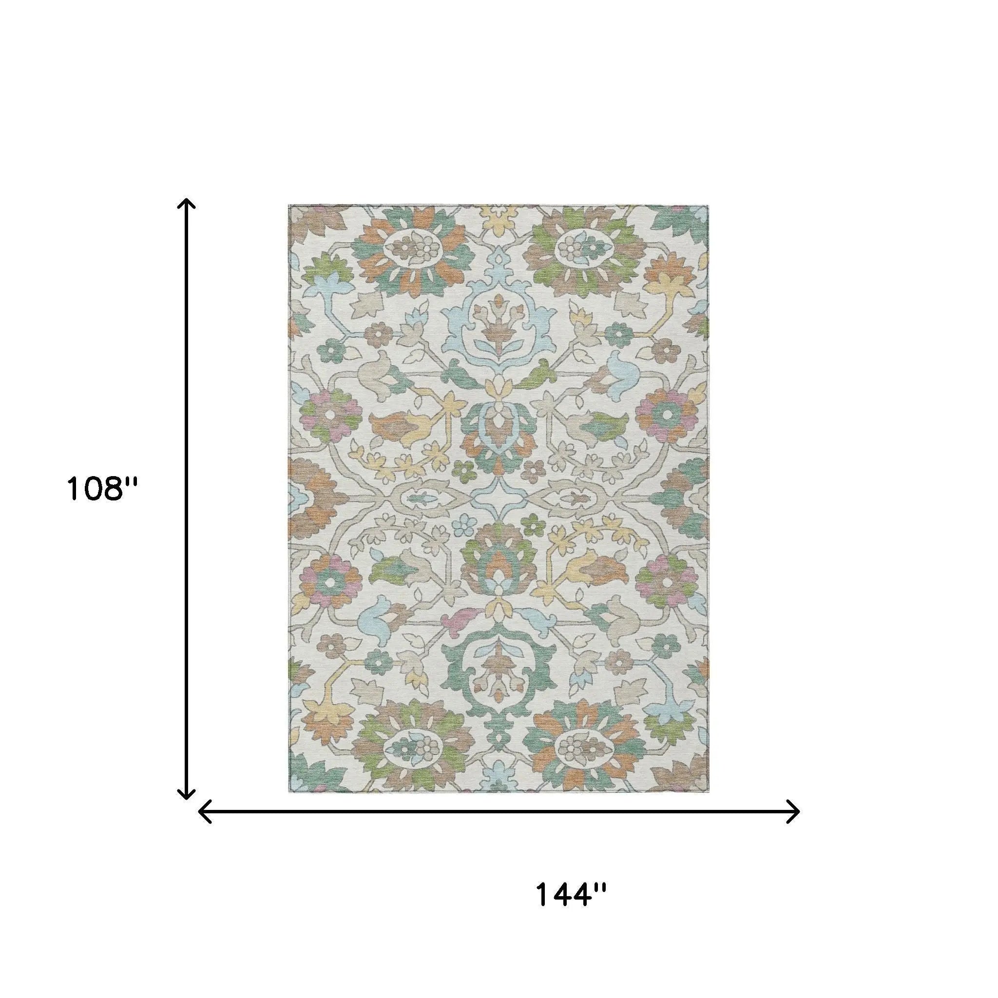 9' X 12' Ivory And Gray Floral Washable Indoor Outdoor Area Rug Homeroots Outdoor