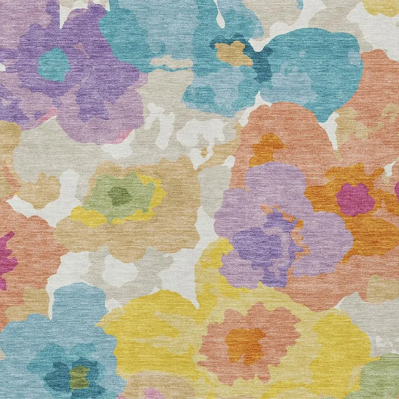 9' X 12' Ivory And Gray Floral Washable Indoor Outdoor Area Rug Homeroots Outdoor