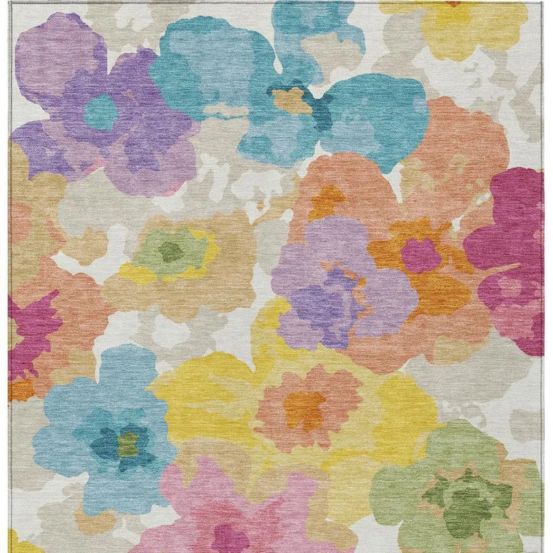 9' X 12' Ivory And Gray Floral Washable Indoor Outdoor Area Rug Homeroots Outdoor