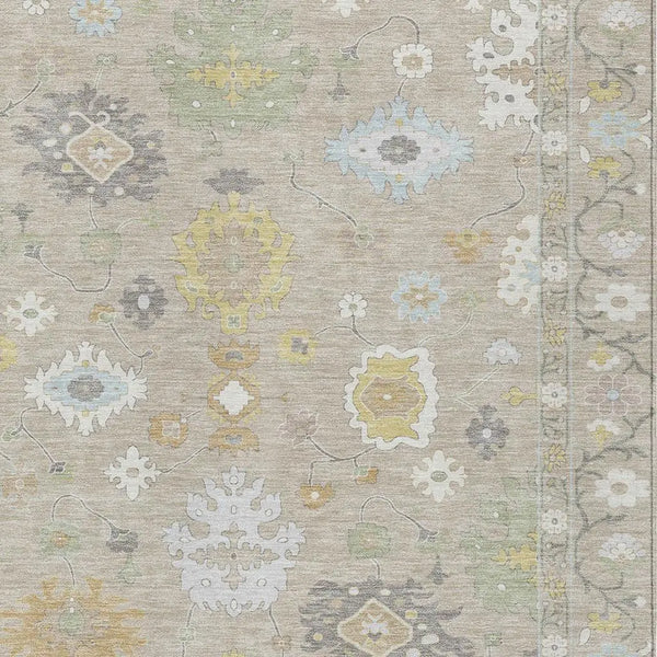9' X 12' Ivory And Gray Oriental Washable Indoor Outdoor Area Rug Homeroots Outdoor