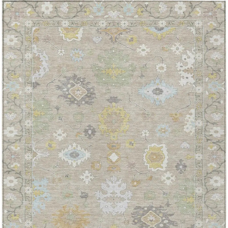 9' X 12' Ivory And Gray Oriental Washable Indoor Outdoor Area Rug Homeroots Outdoor