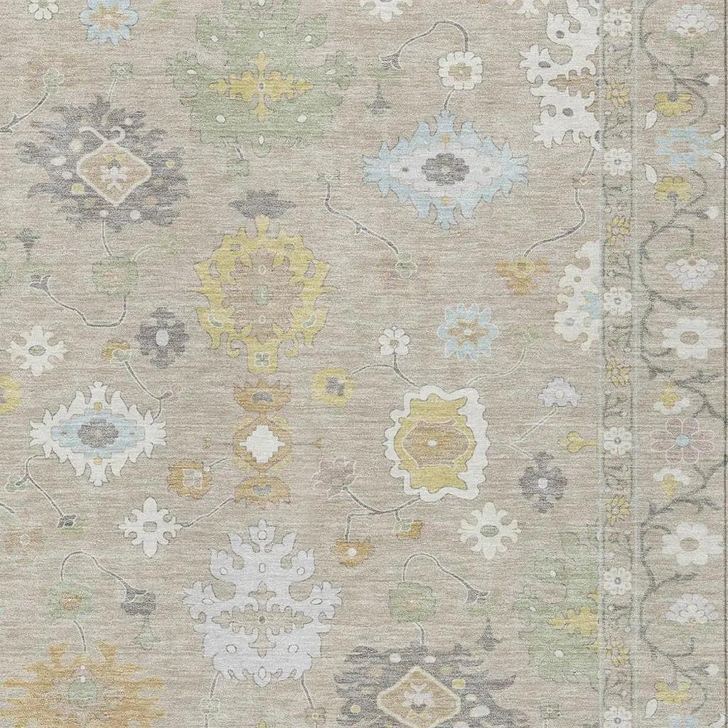 9' X 12' Ivory And Gray Oriental Washable Indoor Outdoor Area Rug Homeroots Outdoor