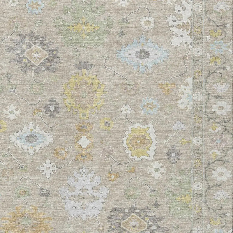 9' X 12' Ivory And Gray Oriental Washable Indoor Outdoor Area Rug Homeroots Outdoor