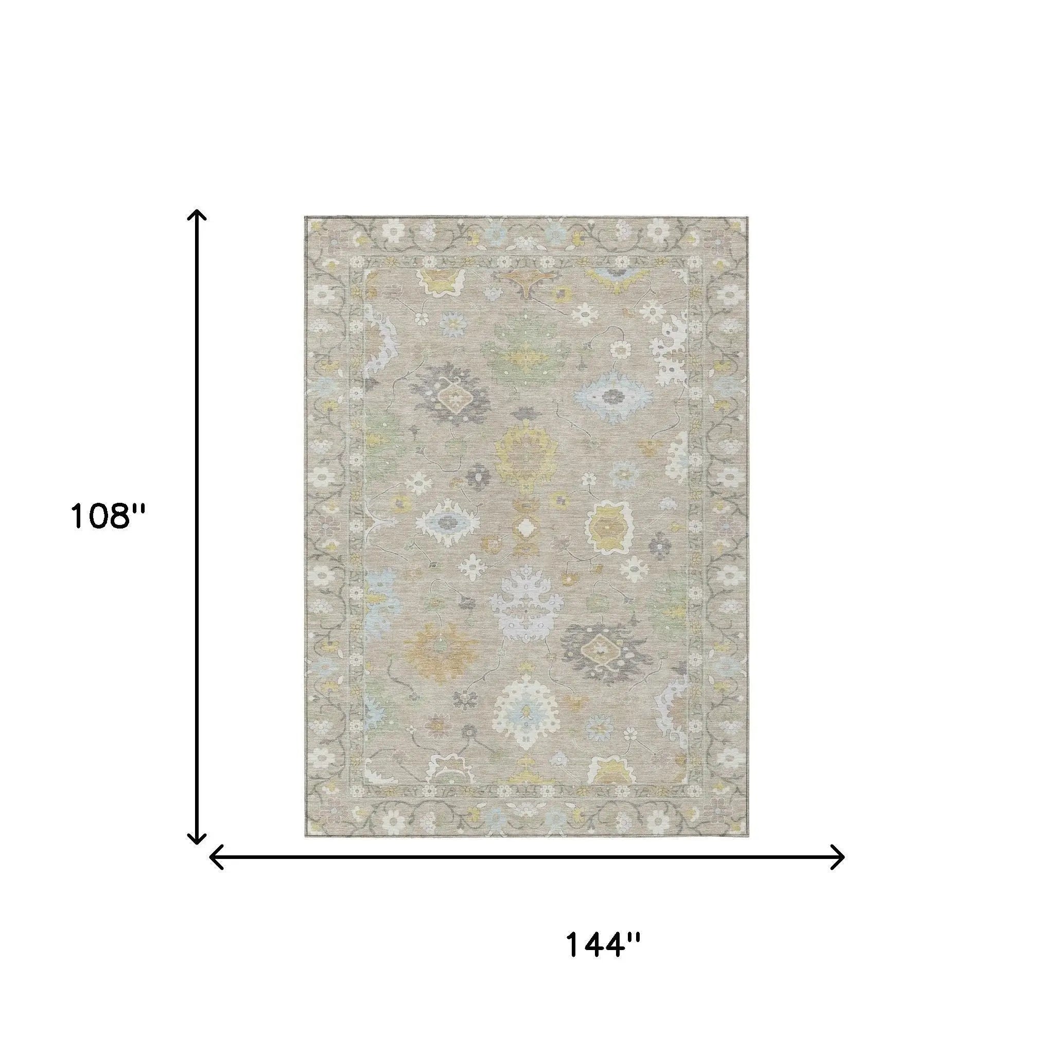 9' X 12' Ivory And Gray Oriental Washable Indoor Outdoor Area Rug Homeroots Outdoor