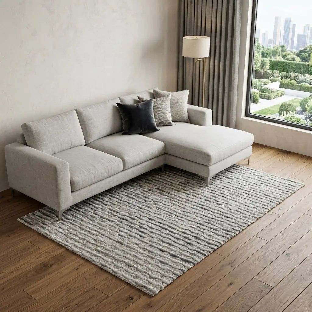 9' X 12' Ivory And Gray Wool Hand Woven Area Rug Homeroots Home Decor