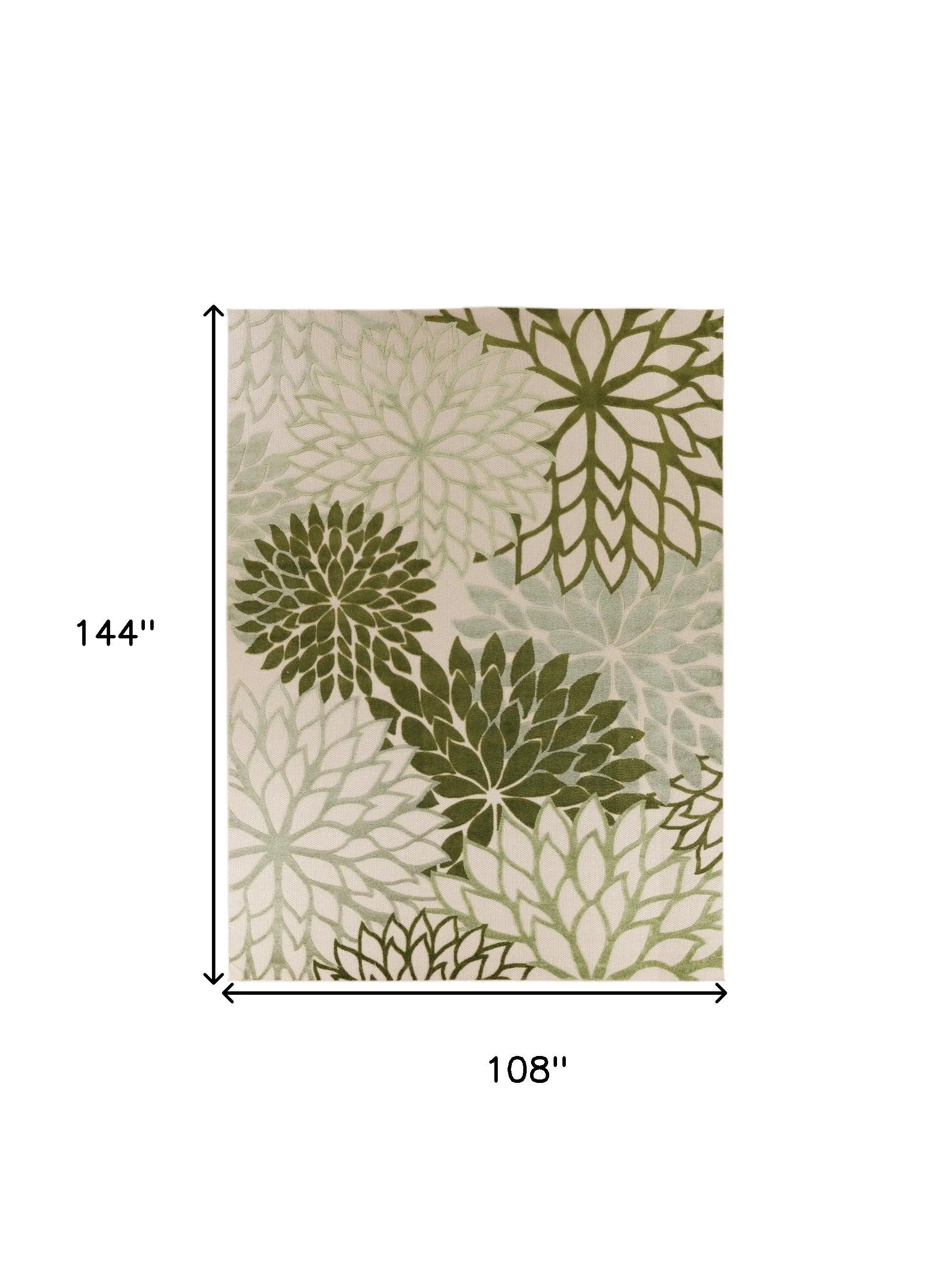 9' X 12' Ivory And Green Floral Indoor Outdoor Area Rug Homeroots Outdoor