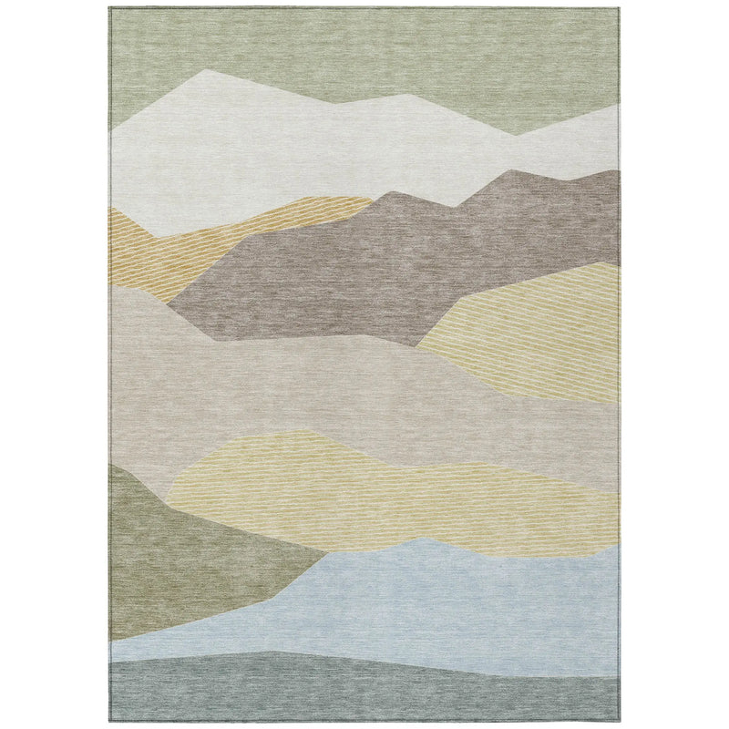 9' X 12' Ivory And Green Geometric Washable Indoor Outdoor Area Rug Homeroots Outdoor