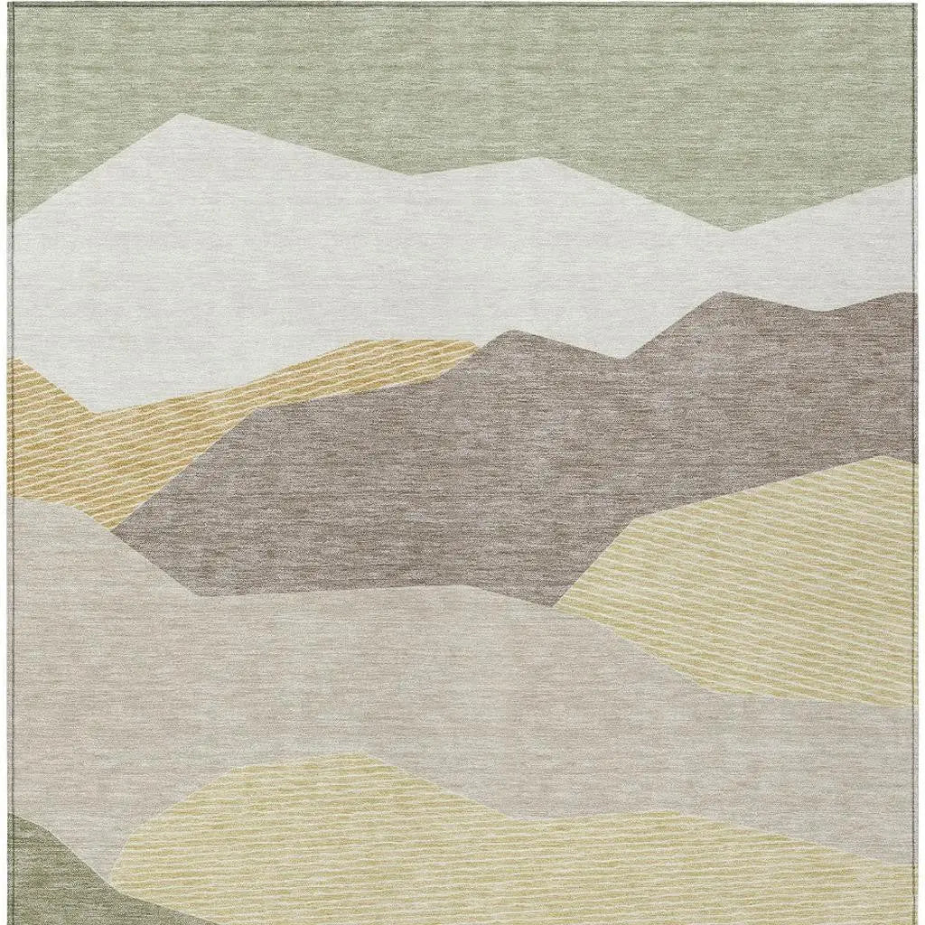 9' X 12' Ivory And Green Geometric Washable Indoor Outdoor Area Rug Homeroots Outdoor