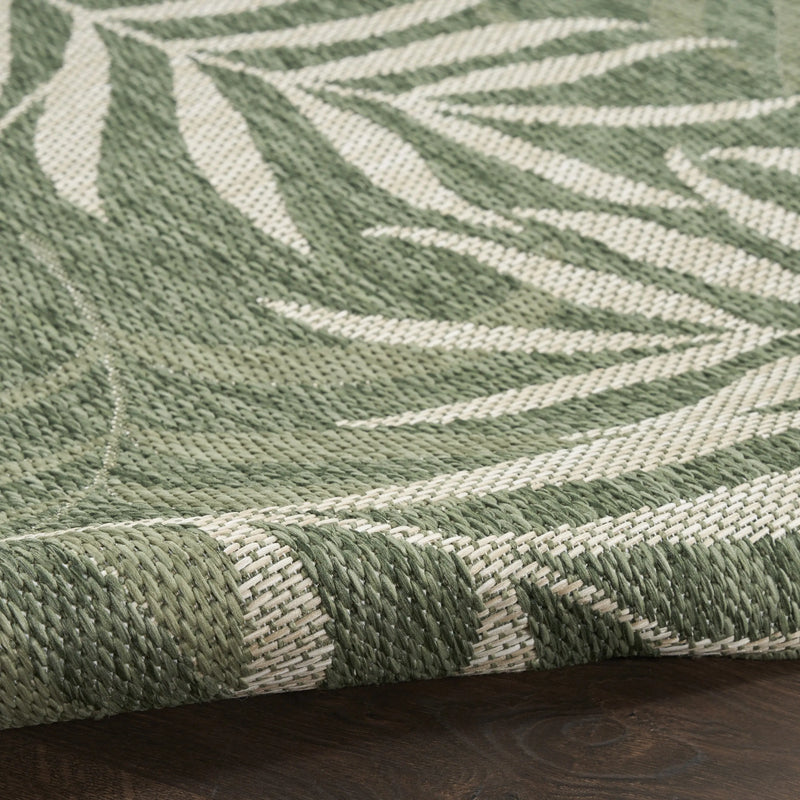 9' X 12' Ivory And Green Palm Leaf Indoor Outdoor Area Rug Homeroots Outdoor