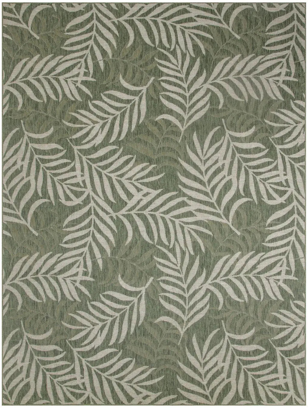9' X 12' Ivory And Green Palm Leaf Indoor Outdoor Area Rug Homeroots Outdoor