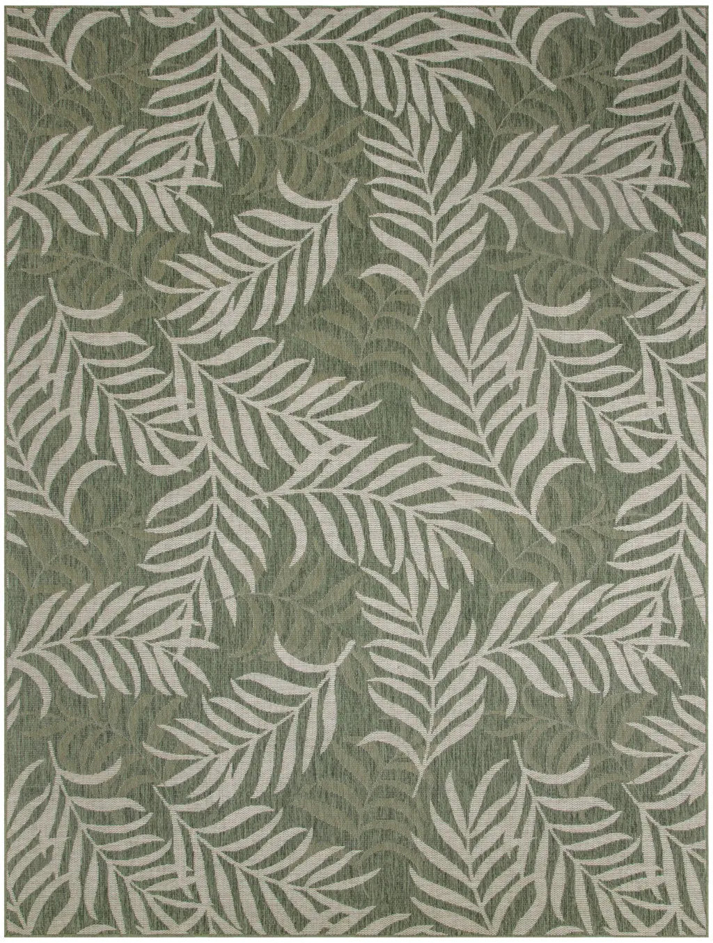 9' X 12' Ivory And Green Palm Leaf Indoor Outdoor Area Rug Homeroots Outdoor