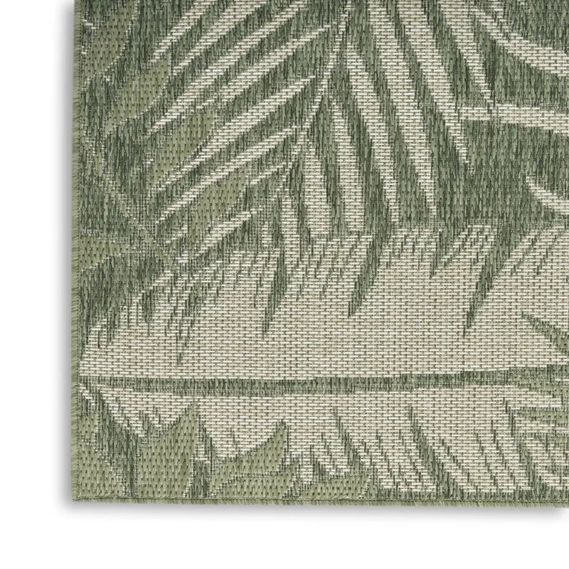 9' X 12' Ivory And Green Palm Leaf Indoor Outdoor Area Rug Homeroots Outdoor