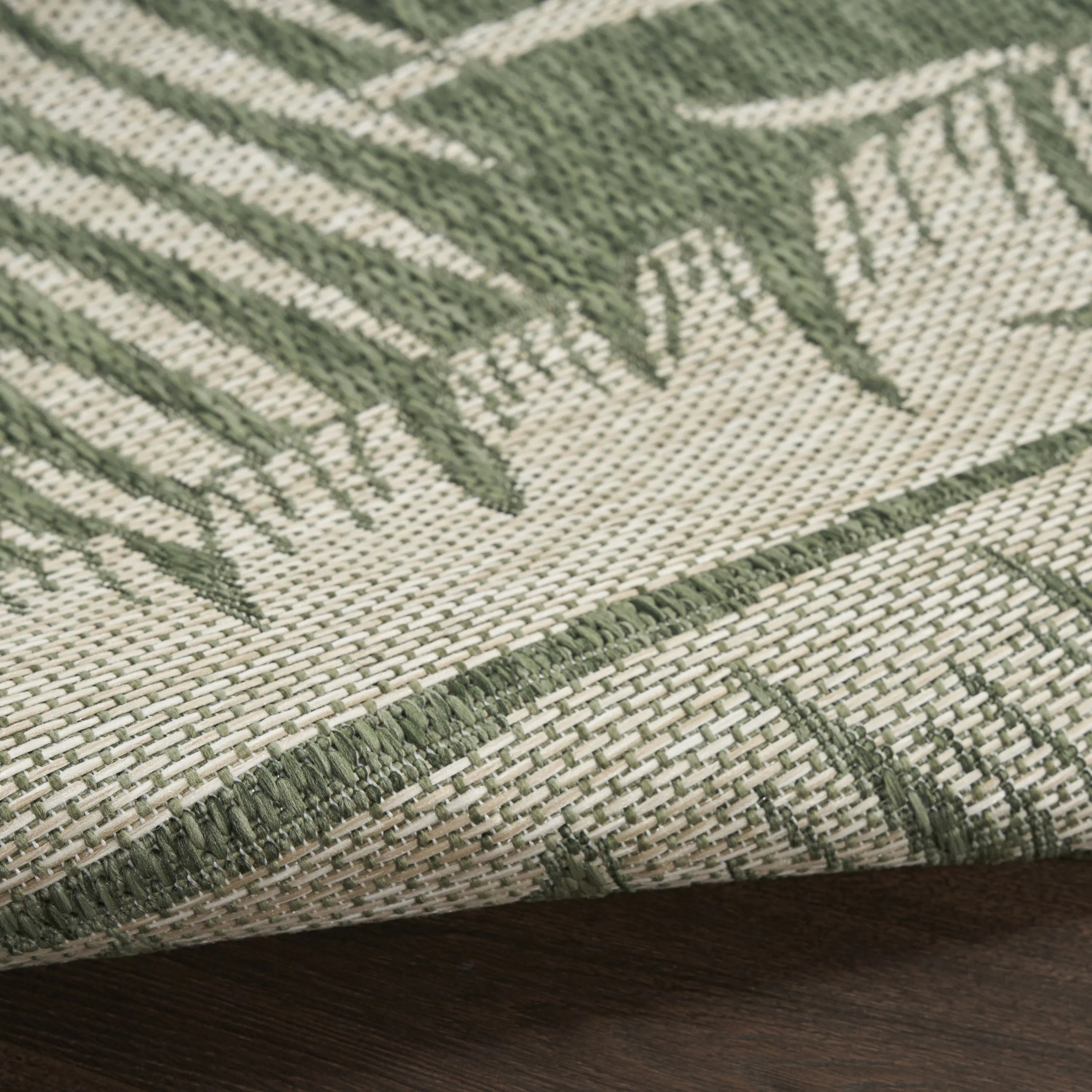 9' X 12' Ivory And Green Palm Leaf Indoor Outdoor Area Rug Homeroots Outdoor