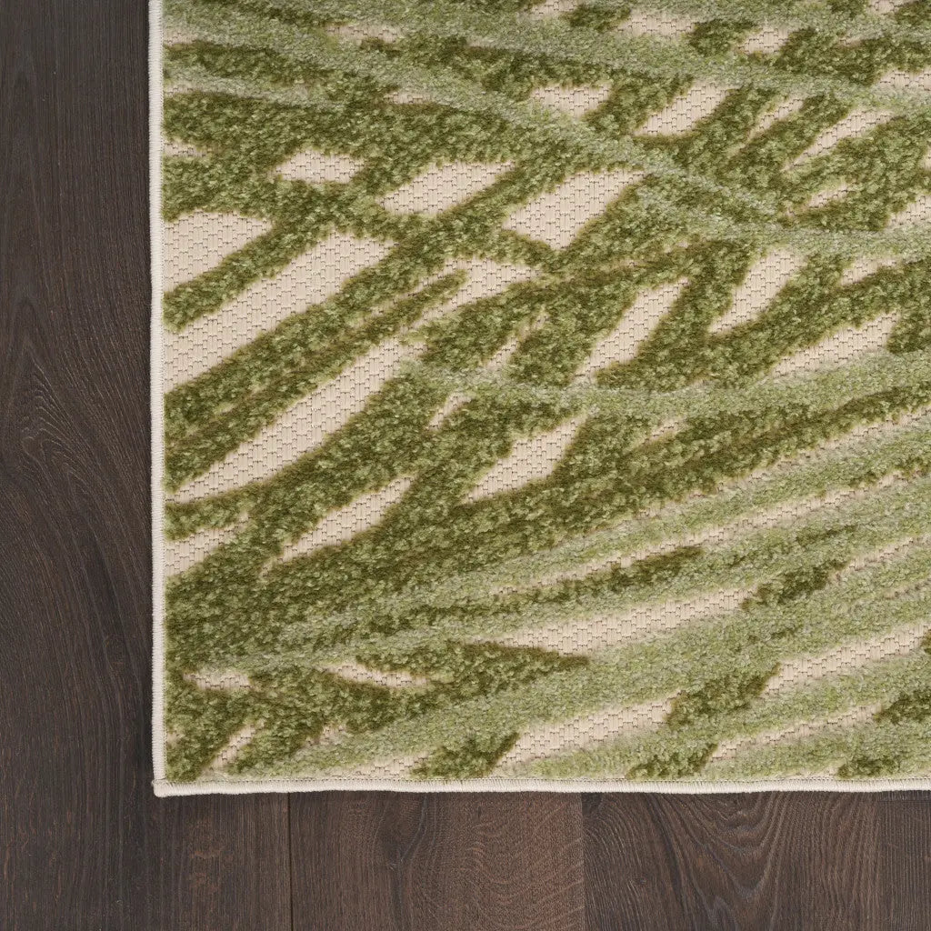 9' X 12' Ivory And Green Palm Leaf Indoor Outdoor Area Rug Homeroots Outdoor