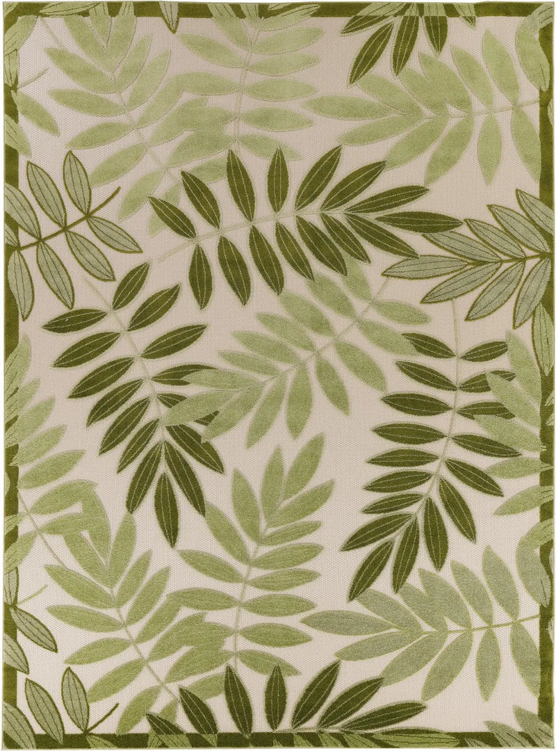 9' X 12' Ivory And Green Palm Leaf Indoor Outdoor Area Rug Homeroots Outdoor
