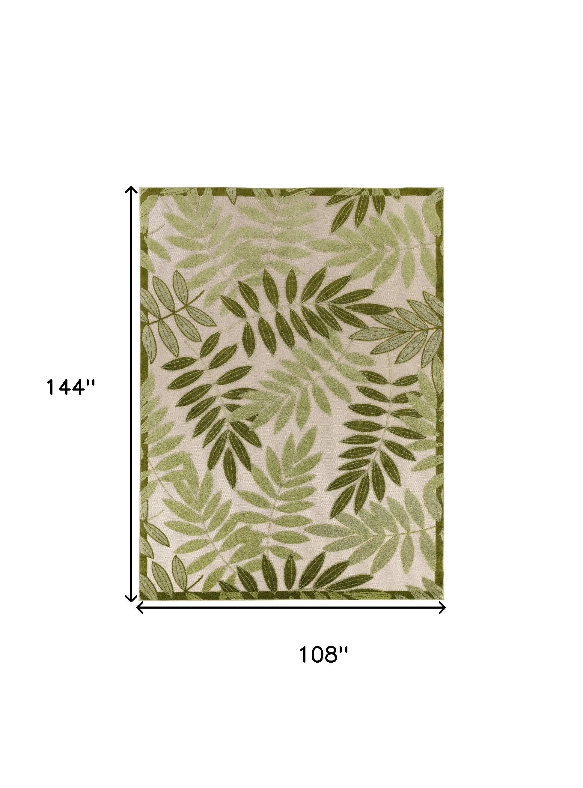 9' X 12' Ivory And Green Palm Leaf Indoor Outdoor Area Rug Homeroots Outdoor