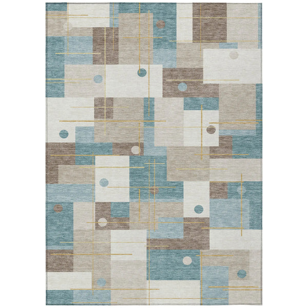 9' X 12' Ivory And Khaki Geometric Washable Indoor Outdoor Area Rug Homeroots Outdoor