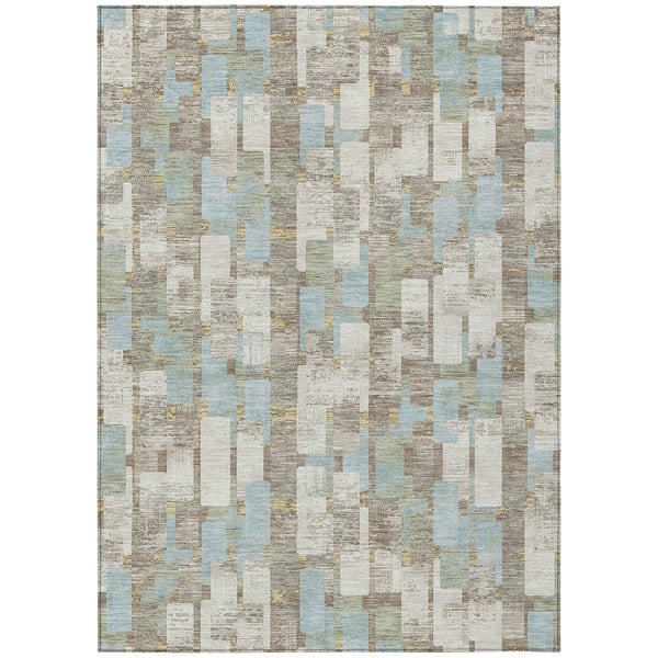 9' X 12' Ivory And Khaki Geometric Washable Indoor Outdoor Area Rug Homeroots Outdoor