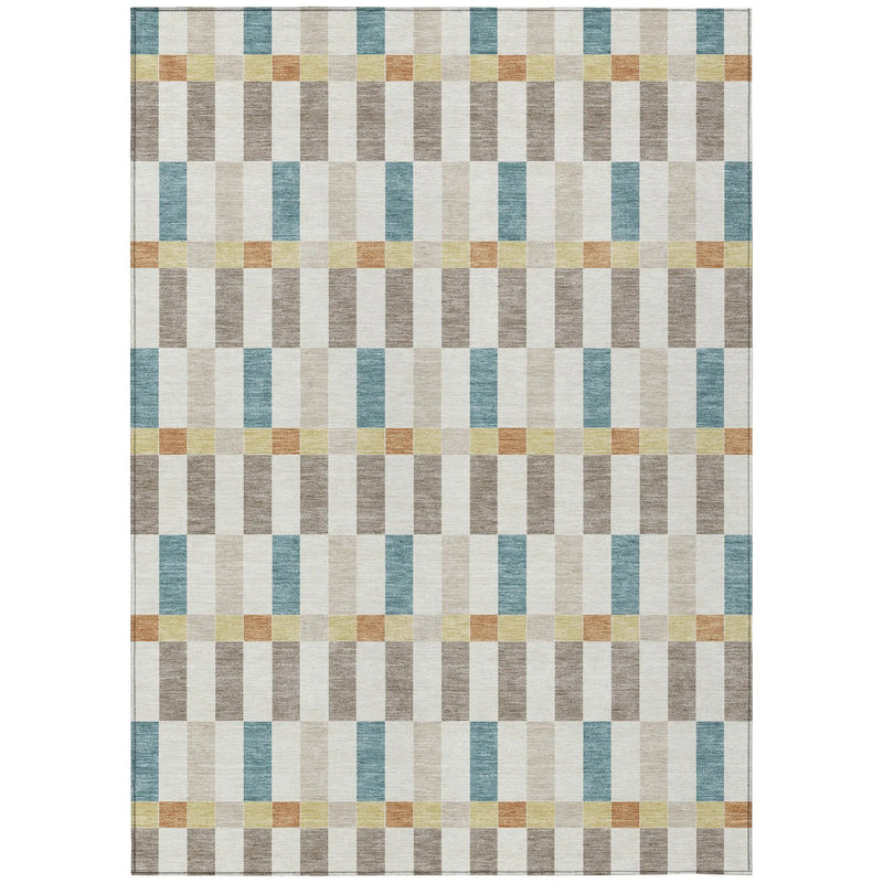 9' X 12' Ivory And Khaki Geometric Washable Indoor Outdoor Area Rug Homeroots Outdoor