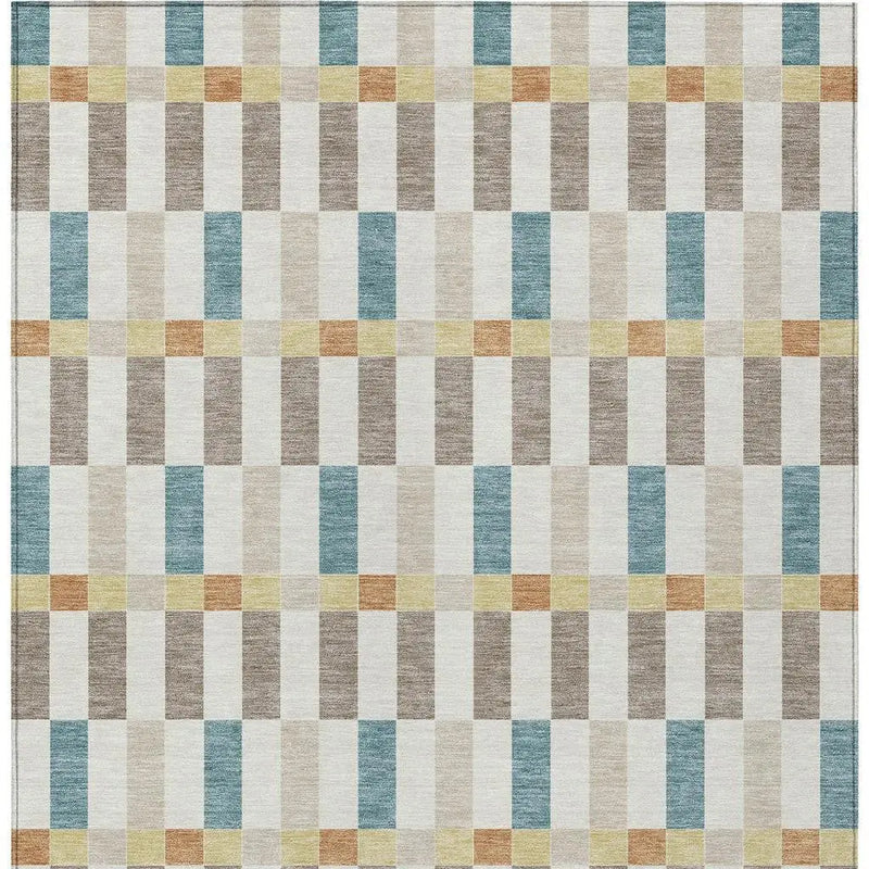 9' X 12' Ivory And Khaki Geometric Washable Indoor Outdoor Area Rug Homeroots Outdoor