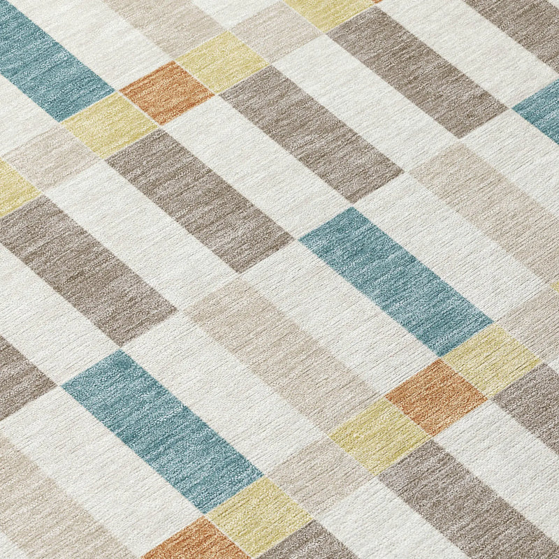 9' X 12' Ivory And Khaki Geometric Washable Indoor Outdoor Area Rug Homeroots Outdoor