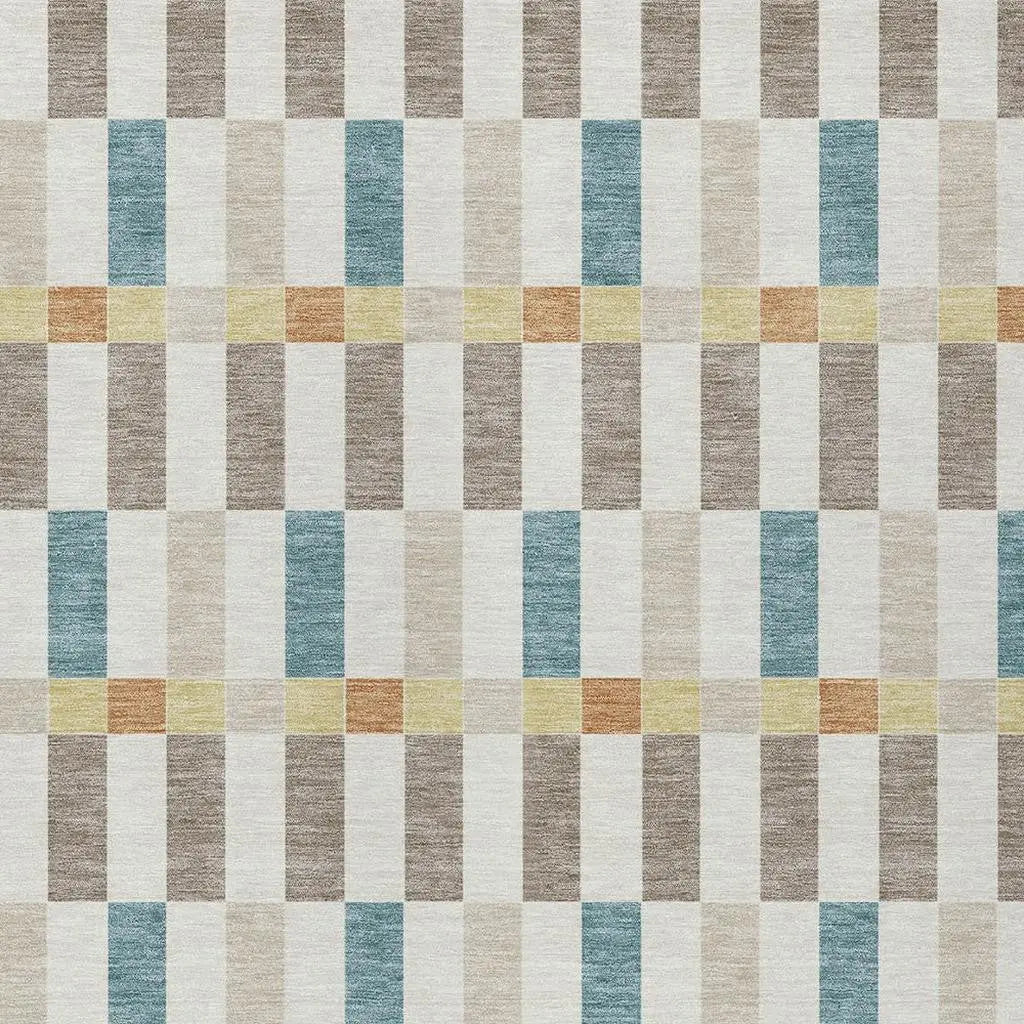 9' X 12' Ivory And Khaki Geometric Washable Indoor Outdoor Area Rug Homeroots Outdoor