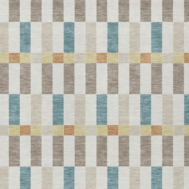 9' X 12' Ivory And Khaki Geometric Washable Indoor Outdoor Area Rug Homeroots Outdoor