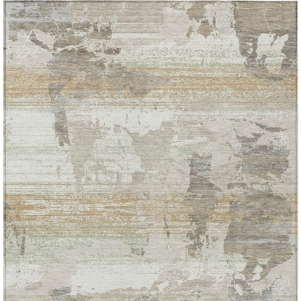 9' X 12' Ivory And Linen Abstract Washable Indoor Outdoor Area Rug Homeroots Outdoor