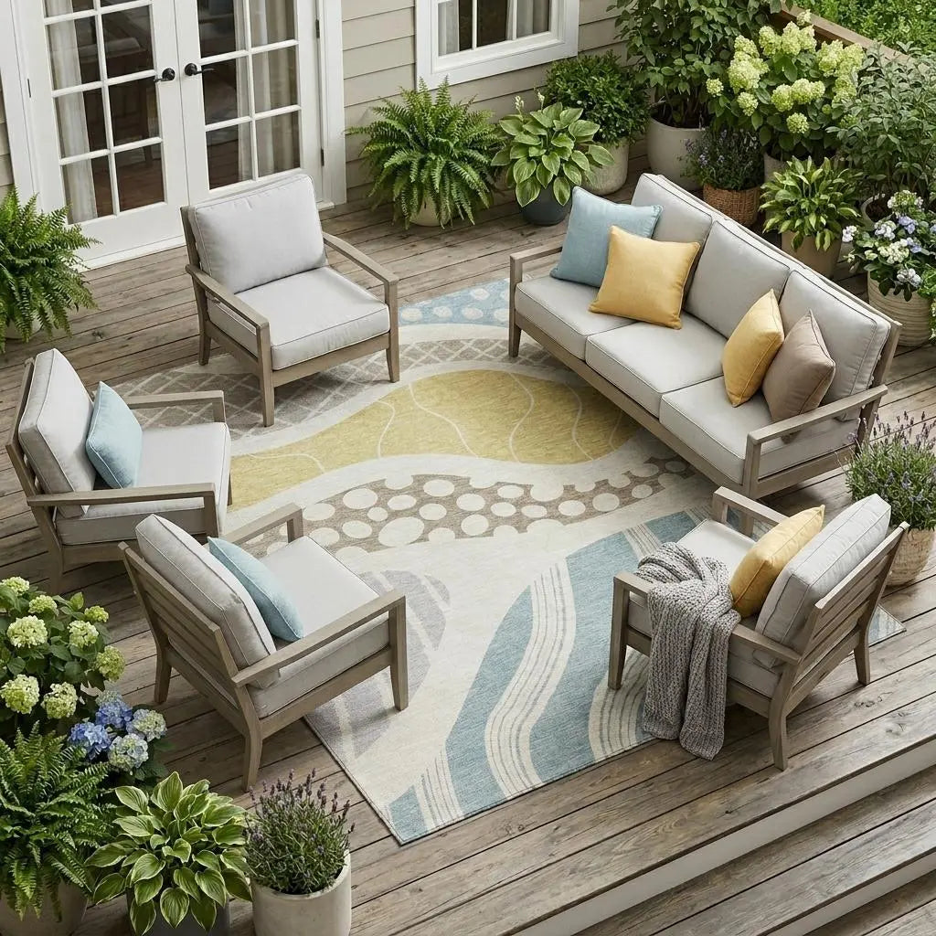 9' X 12' Ivory And Linen Abstract Washable Indoor Outdoor Area Rug Homeroots Outdoor