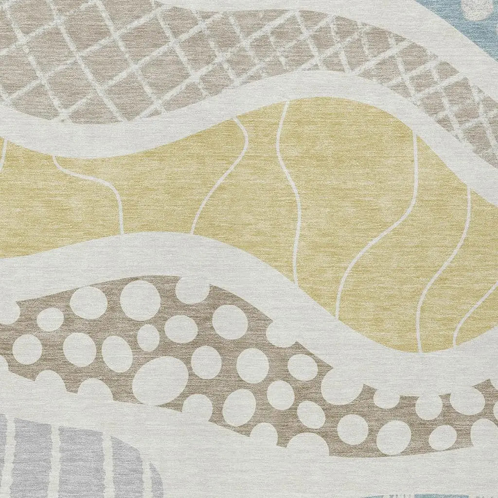 9' X 12' Ivory And Linen Abstract Washable Indoor Outdoor Area Rug Homeroots Outdoor