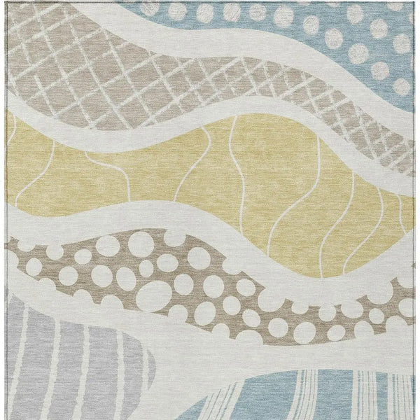 9' X 12' Ivory And Linen Abstract Washable Indoor Outdoor Area Rug Homeroots Outdoor