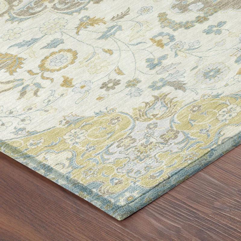 9' X 12' Ivory And Linen Damask Washable Indoor Outdoor Area Rug Homeroots Outdoor