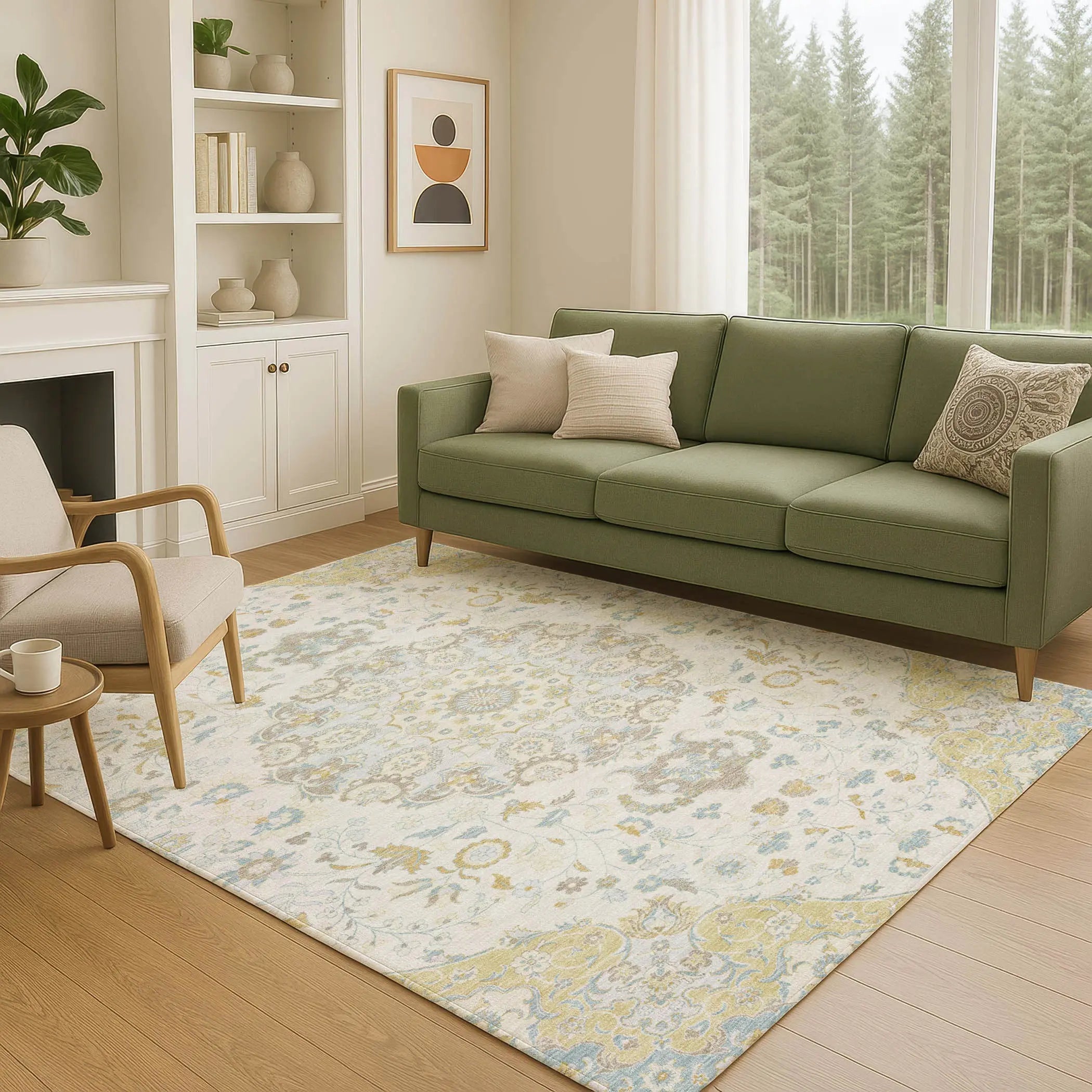 9' X 12' Ivory And Linen Damask Washable Indoor Outdoor Area Rug Homeroots Outdoor