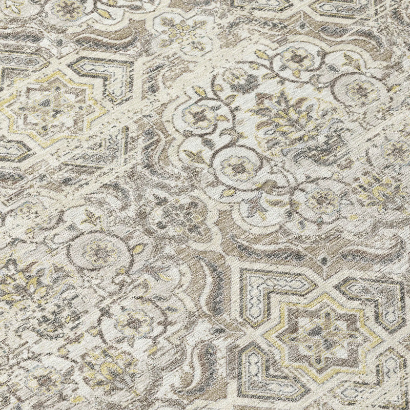 9' X 12' Ivory And Linen Floral Washable Indoor Outdoor Area Rug Homeroots Outdoor