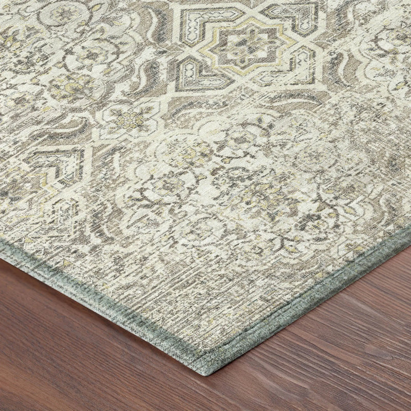 9' X 12' Ivory And Linen Floral Washable Indoor Outdoor Area Rug Homeroots Outdoor