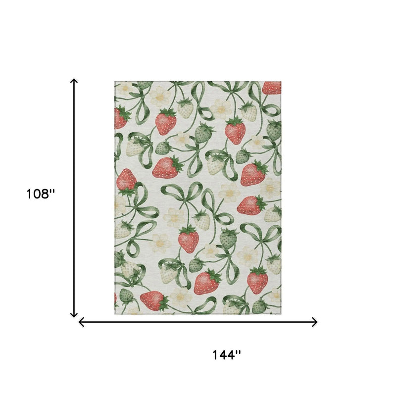 9' X 12' Ivory And Linen Floral Washable Indoor Outdoor Area Rug Homeroots Outdoor